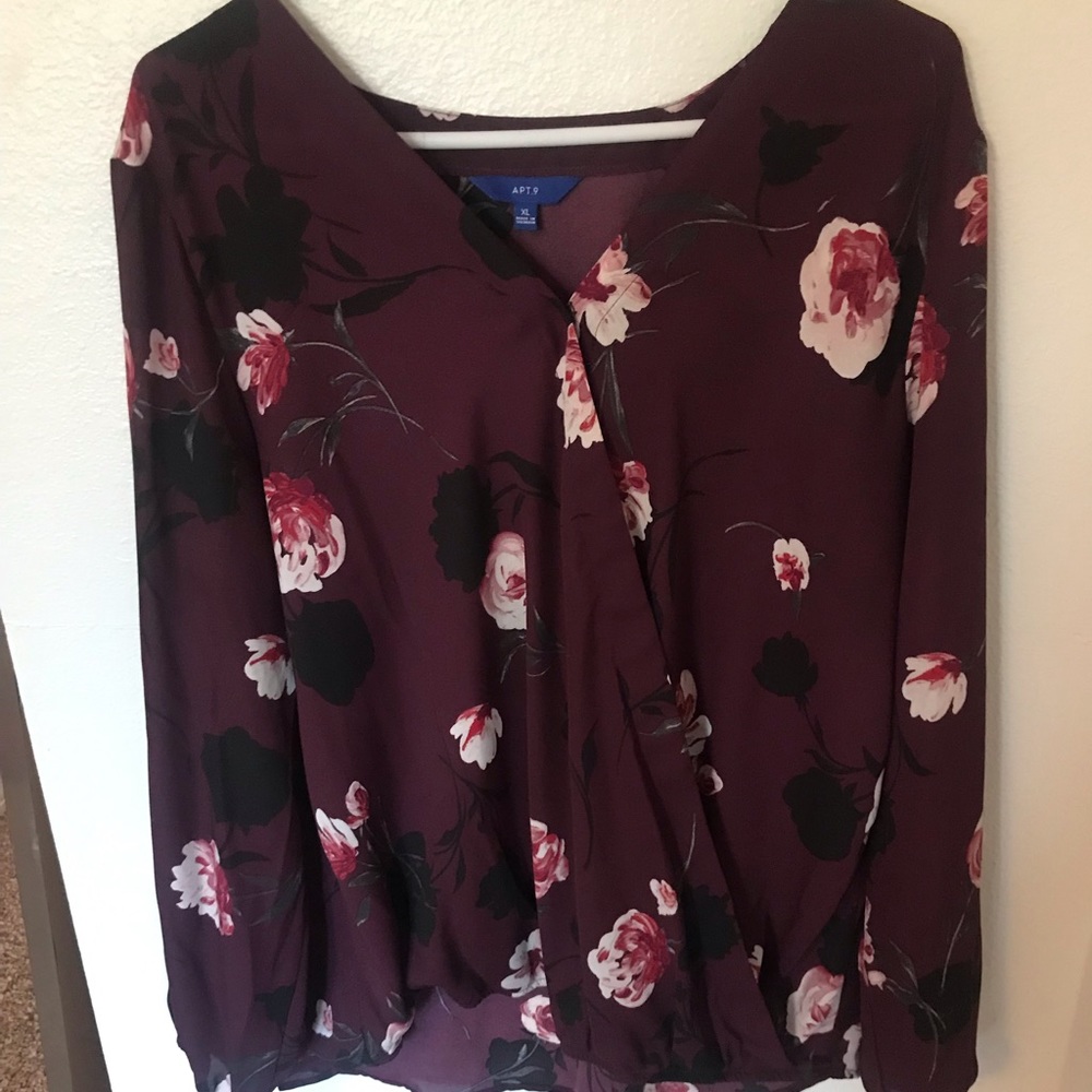 Apt. 9 Burgundy Floral Top
